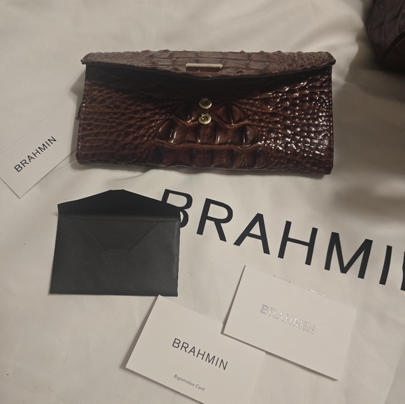 Brahmin Elisa Pecan Melbourne Dust Cover + Wallet Brand New - Picture 9 of 10